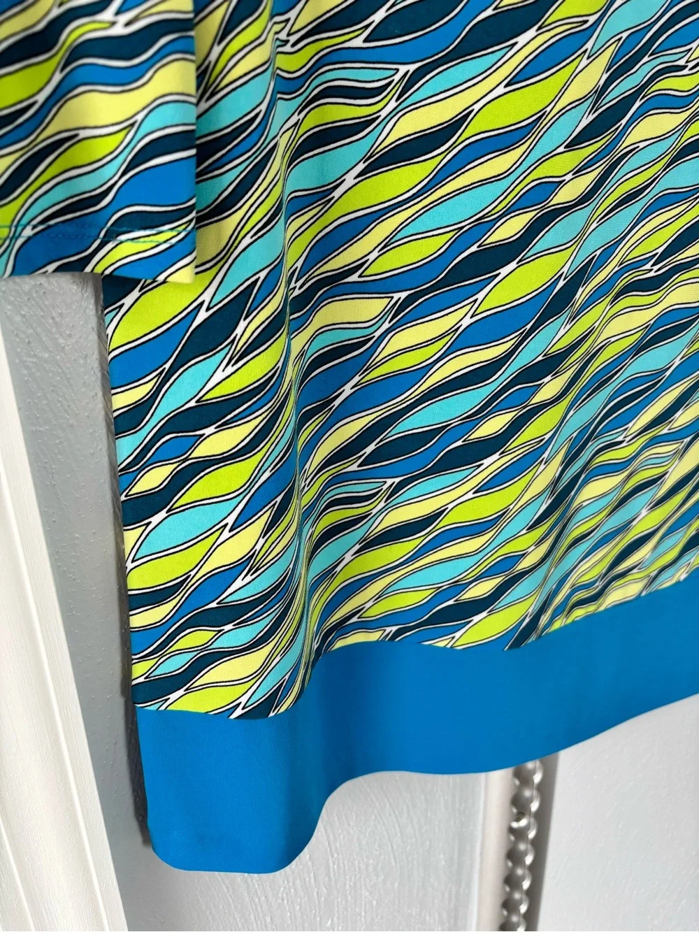 Michael Kors Blue & Lime Wave-Print Long Sleeve Tunic